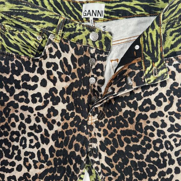 Ganni Animal-Print Wide Leg Jeans Women’s US 27 Baggy 100% Cotton - Picture 6 of 10